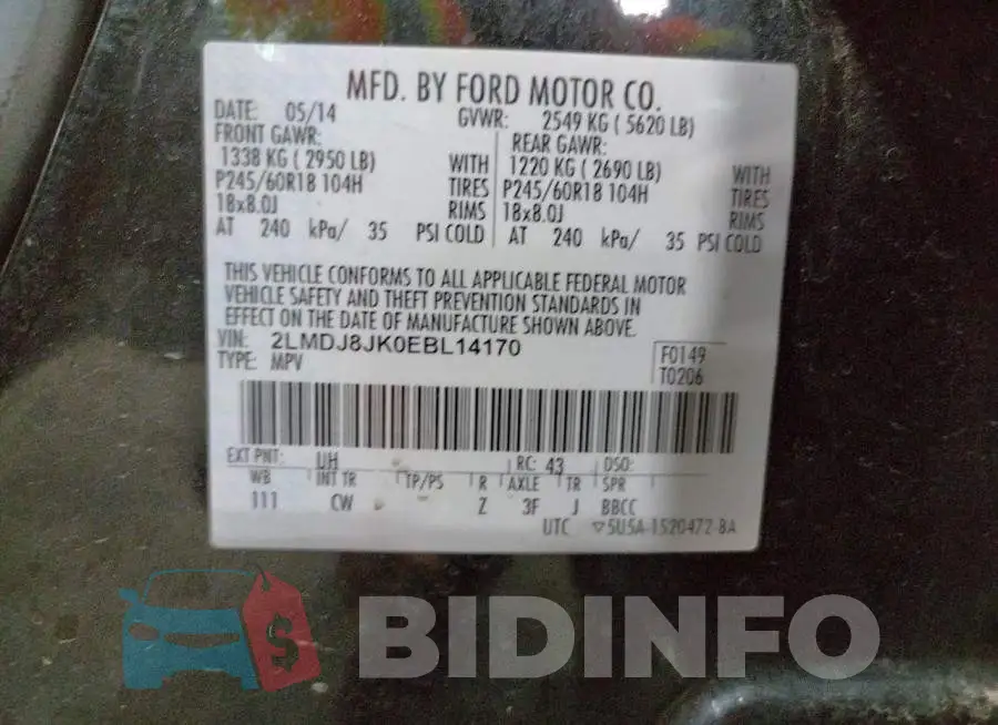 2LMDJ8JK0EBL14170 Photo# 13