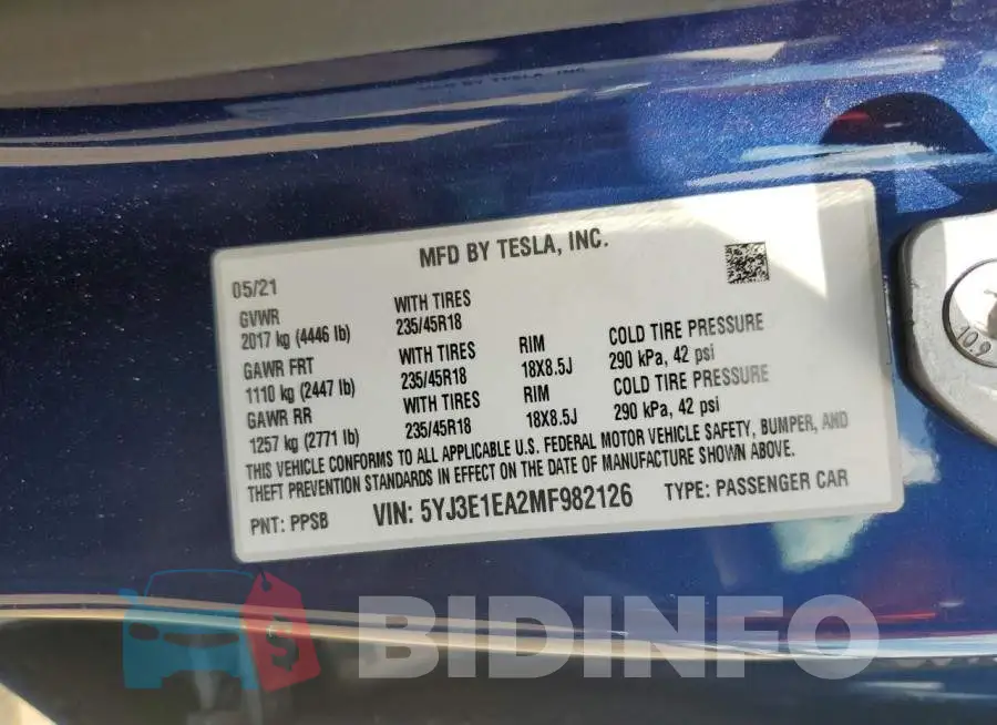 5YJ3E1EA2MF982126 Photo# 12