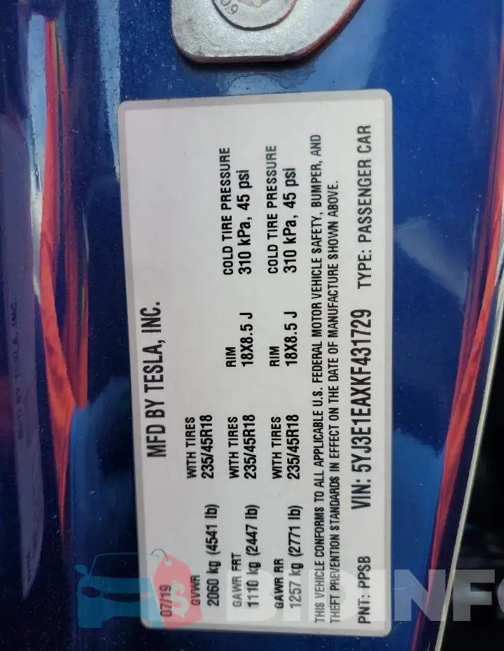 5YJ3E1EAXKF431729 Photo# 13