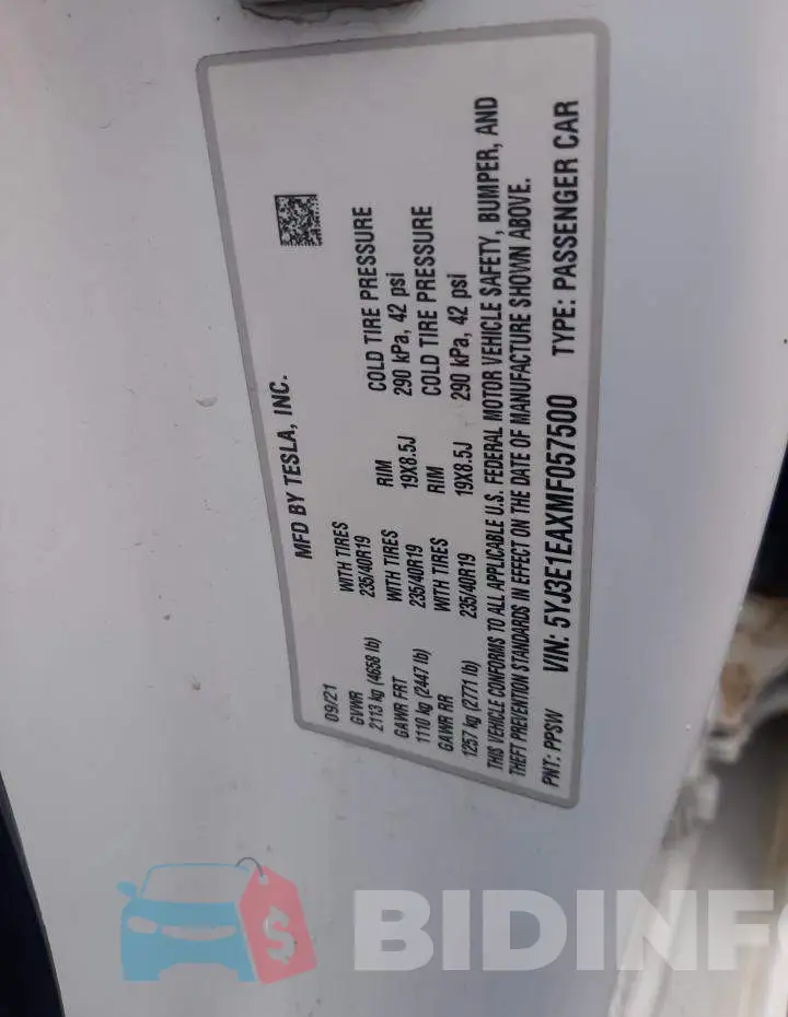 5YJ3E1EAXMF057500 Photo# 13