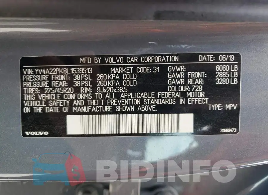 YV4A22PK8L1539513 Photo# 13