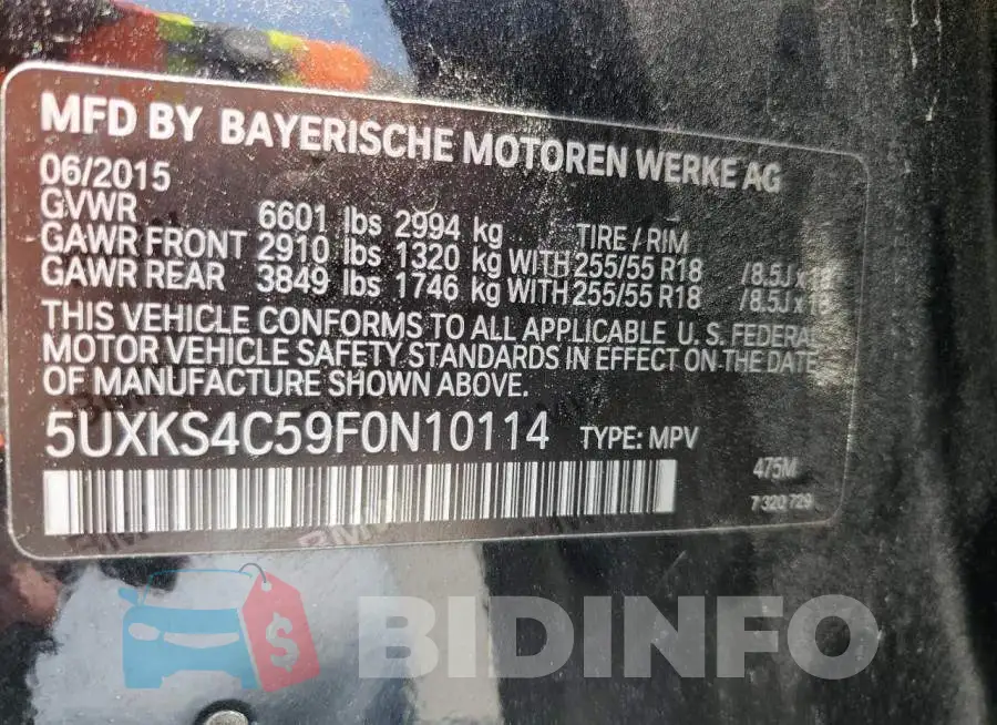 5UXKS4C59F0N10114 Photo# 14