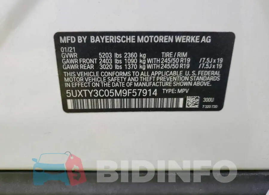 5UXTY3C05M9F57914 Photo# 13
