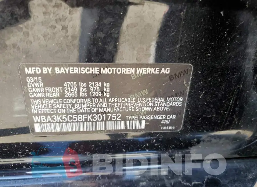WBA3K5C58FK301752 Photo# 12