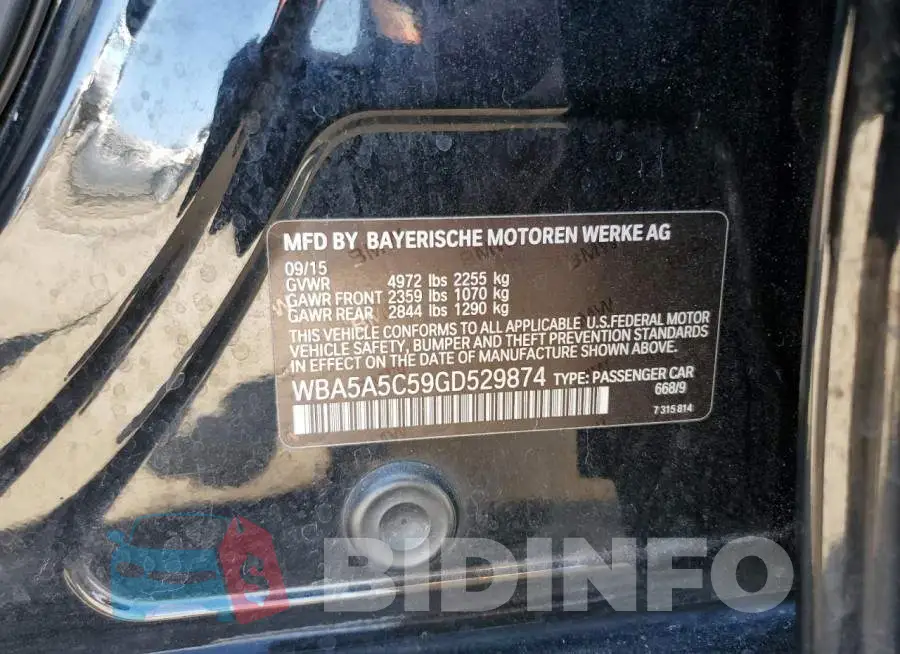 WBA5A5C59GD529874 Photo# 12