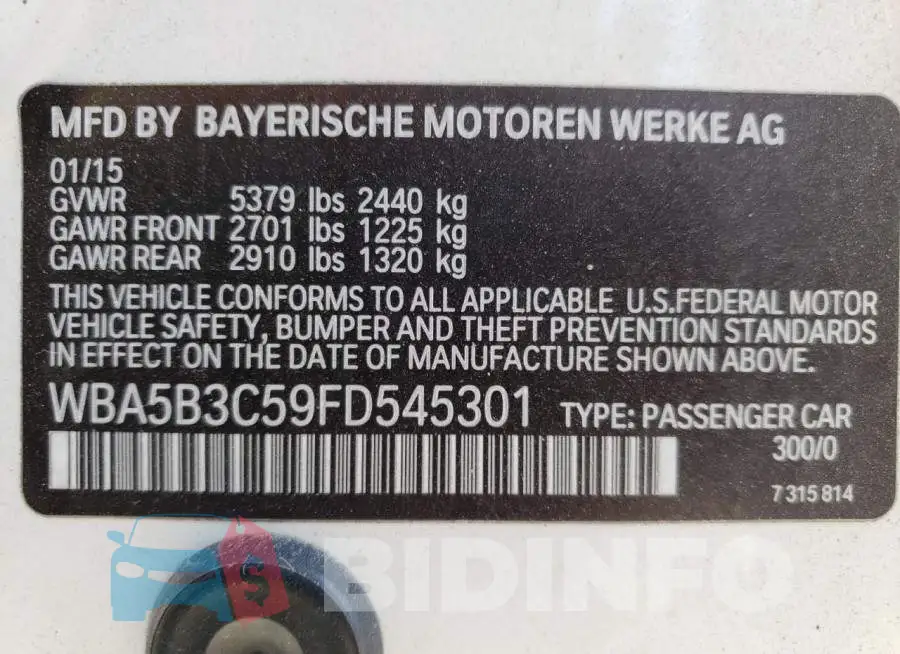 WBA5B3C59FD545301 Photo# 13