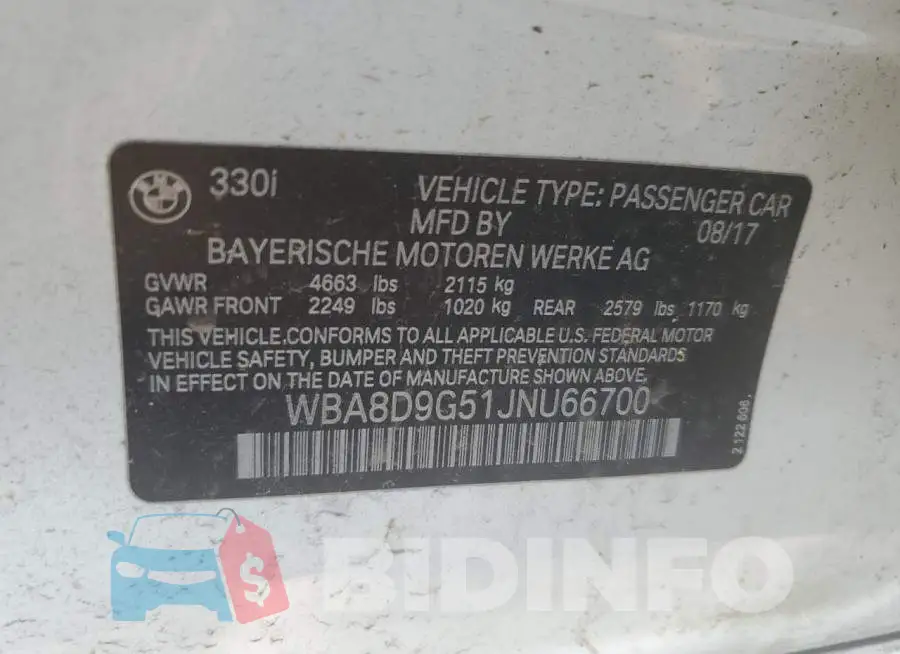 WBA8D9G51JNU66700 Photo# 12