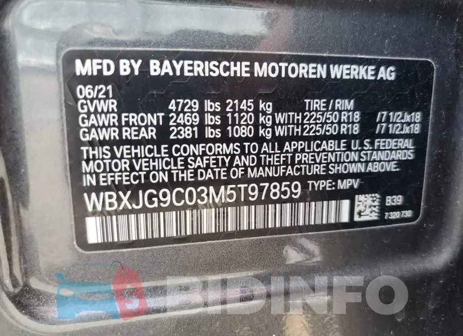 WBXJG9C03M5T97859 Photo# 13