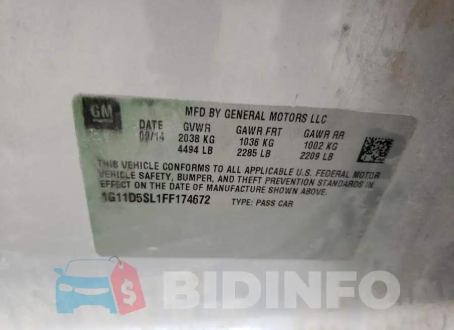 1G11D5SL1FF174672 Photo# 12