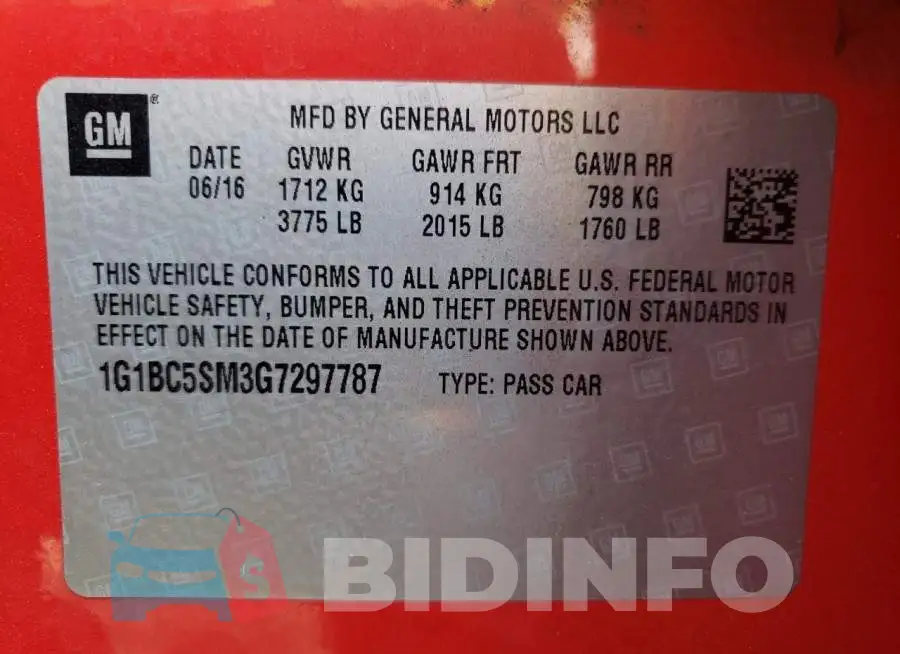 1G1BC5SM3G7297787 Photo# 12