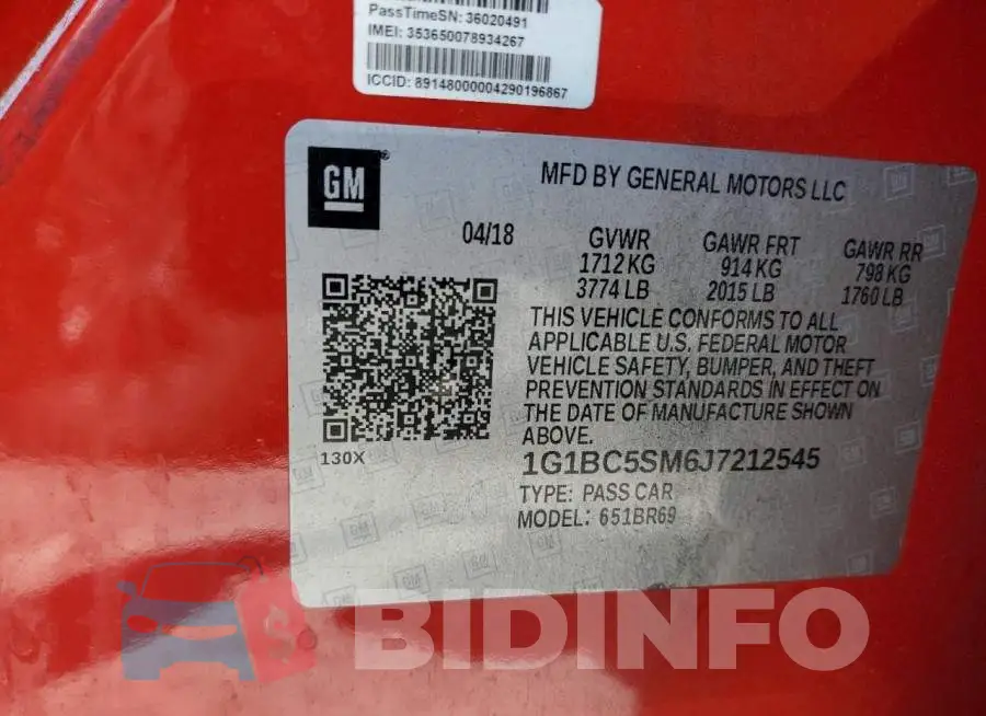 1G1BC5SM6J7212545 Photo# 12