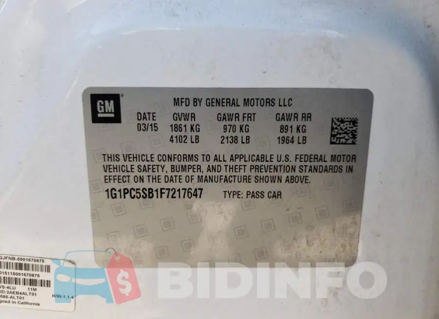 1G1PC5SB1F7217647 Photo# 12