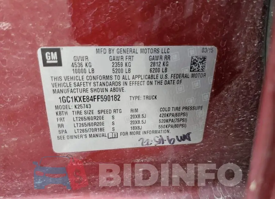 1GC1KXE84FF590182 Photo# 12