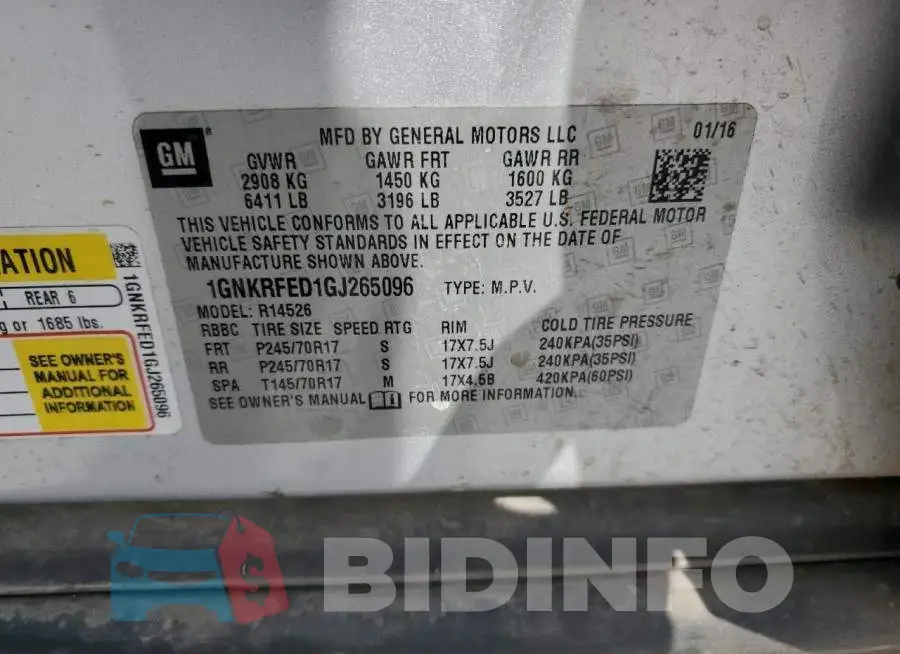 1GNKRFED1GJ265096 Photo# 13