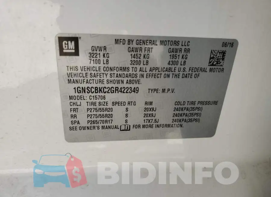 1GNSCBKC2GR422349 Photo# 13