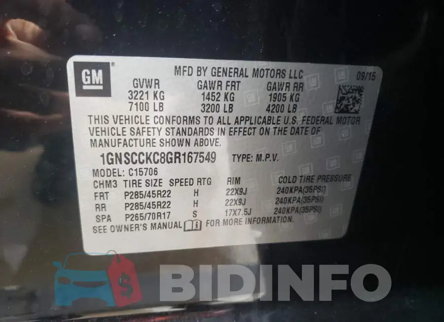 1GNSCCKC8GR167549 Photo# 14