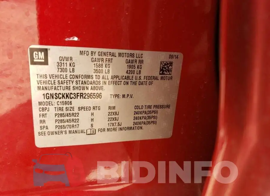 1GNSCKKC3FR296596 Photo# 13