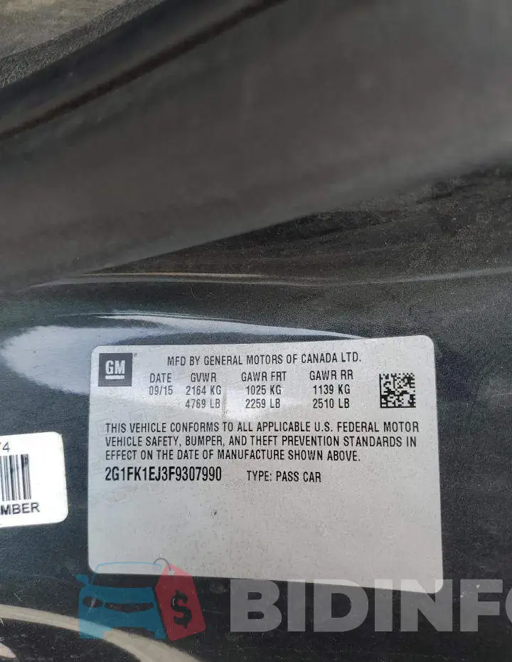 2G1FK1EJ3F9307990 Photo# 12