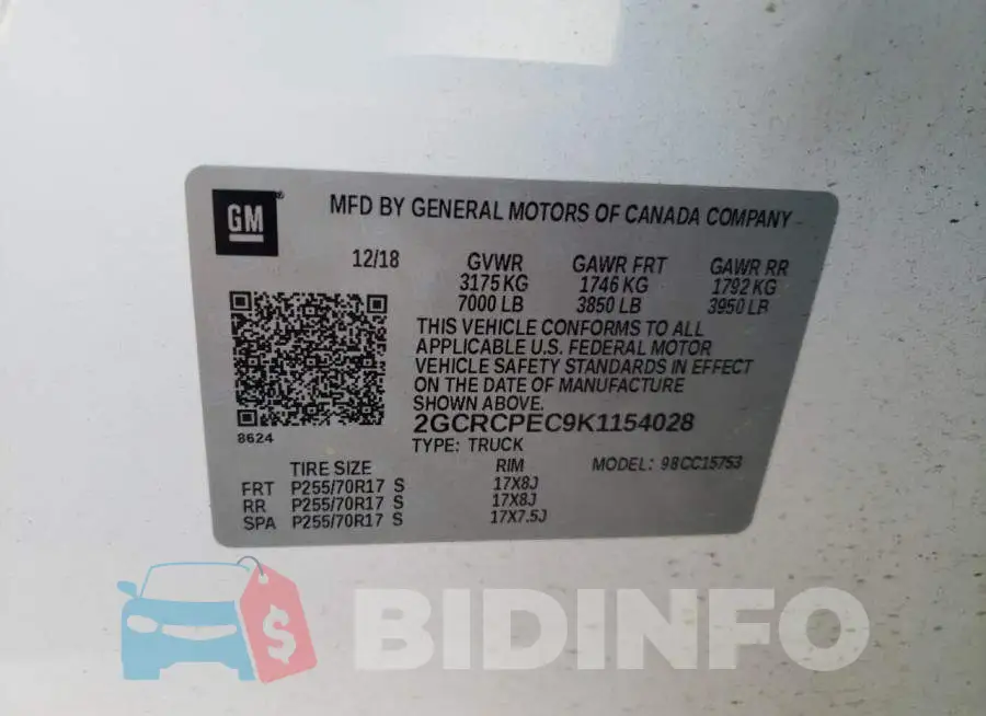 2GCRCPEC9K1154028 Photo# 12