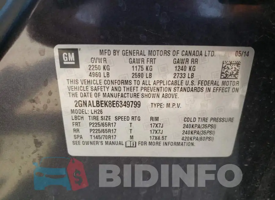2GNALBEK8E6349799 Photo# 13