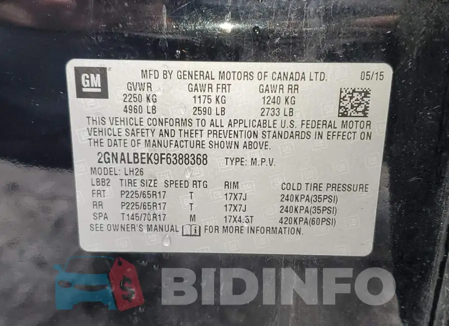 2GNALBEK9F6388368 Photo# 13