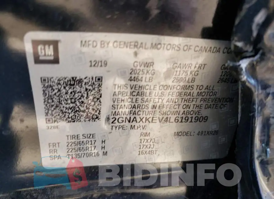 2GNAXKEV4L6191909 Photo# 13