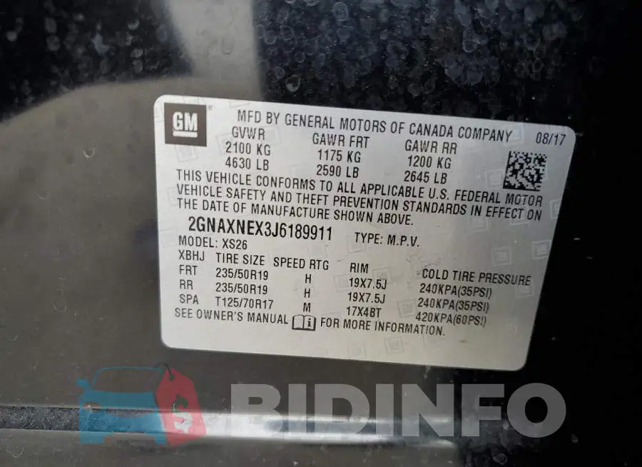 2GNAXNEX3J6189911 Photo# 14