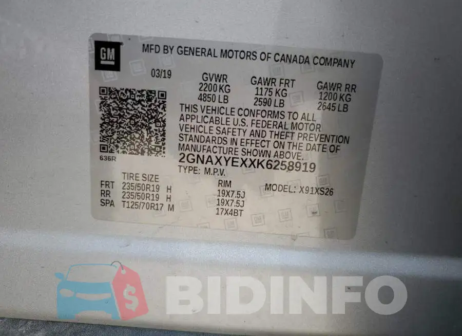 2GNAXYEXXK6258919 Photo# 12