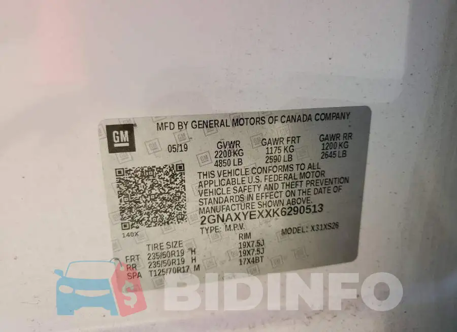 2GNAXYEXXK6290513 Photo# 13