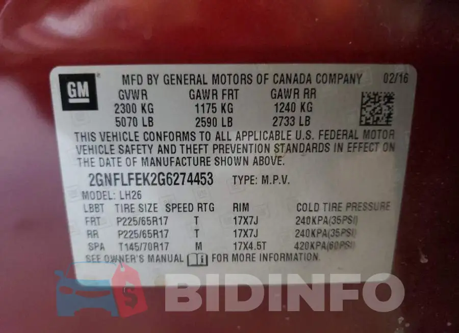2GNFLFEK2G6274453 Photo# 12