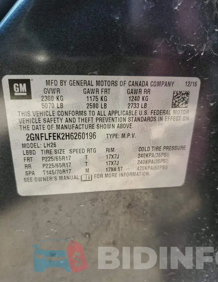 2GNFLFEK2H6260196 Photo# 12