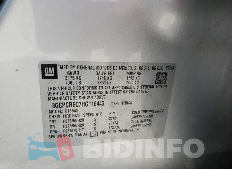3GCPCREC7HG116445 Photo# 12