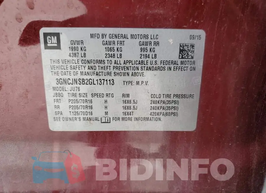 3GNCJNSB2GL137113 Photo# 12