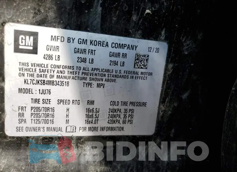 KL7CJKSB4MB343518 Photo# 13