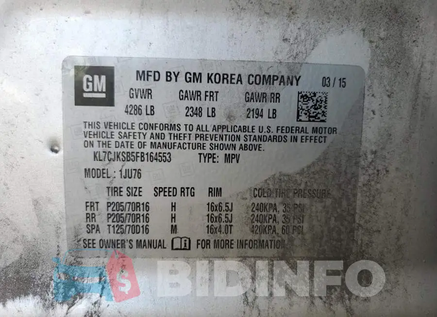 KL7CJKSB5FB164553 Photo# 13