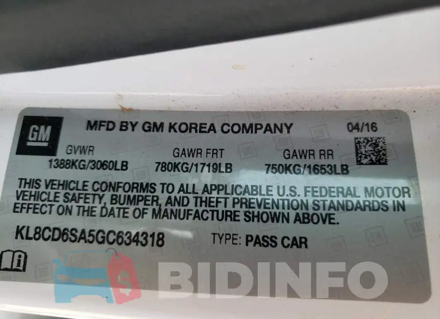 KL8CD6SA5GC634318 Photo# 13