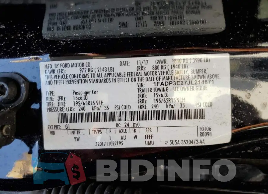1FADP3E27JL214871 Photo# 12