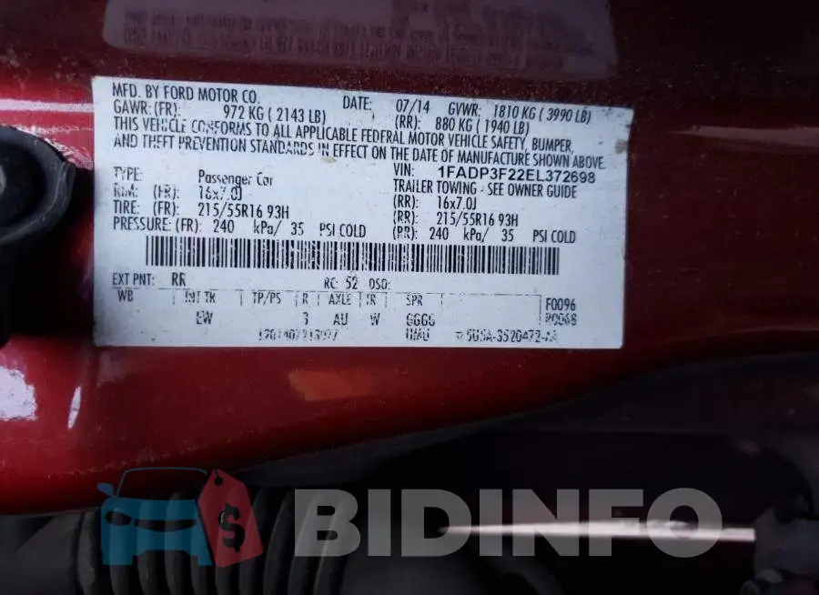 1FADP3F22EL372698 Photo# 12