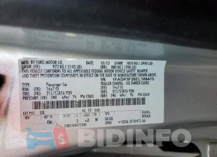 1FADP3F28EL188415 Photo# 12