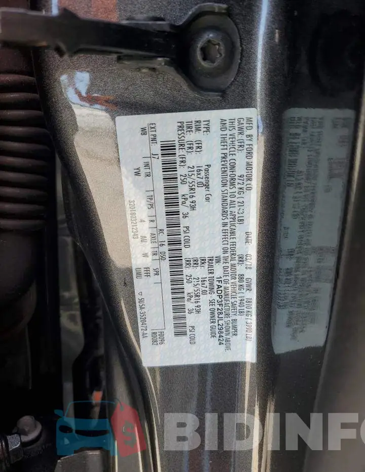 1FADP3F28JL298424 Photo# 12