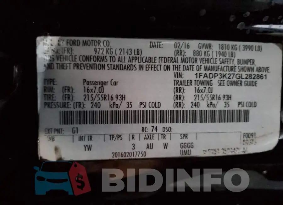 1FADP3K27GL282861 Photo# 13