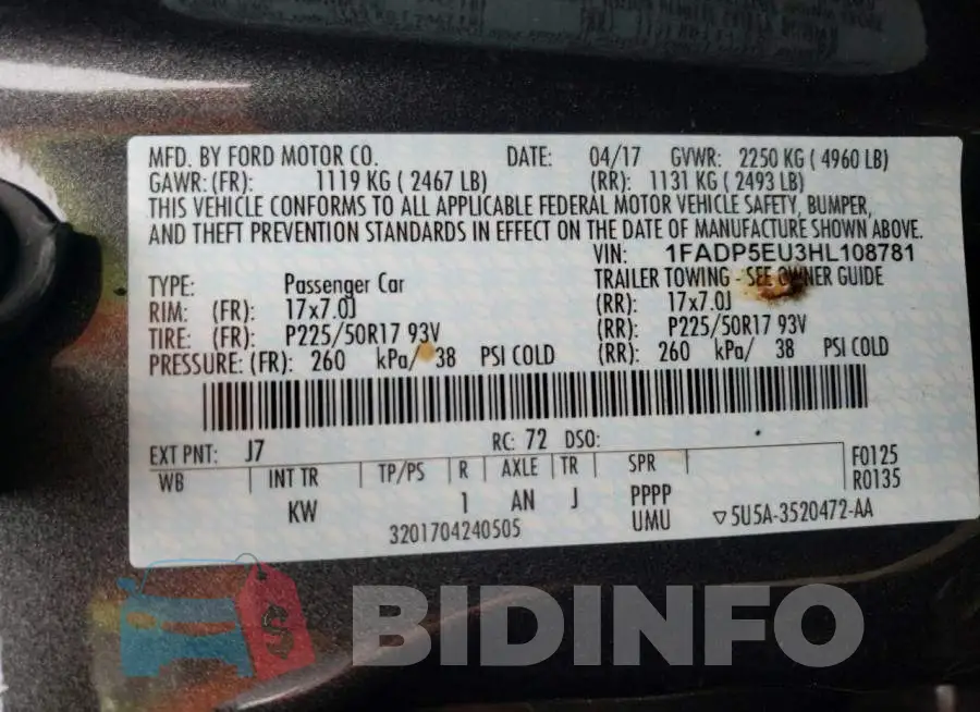 1FADP5EU3HL108781 Photo# 12