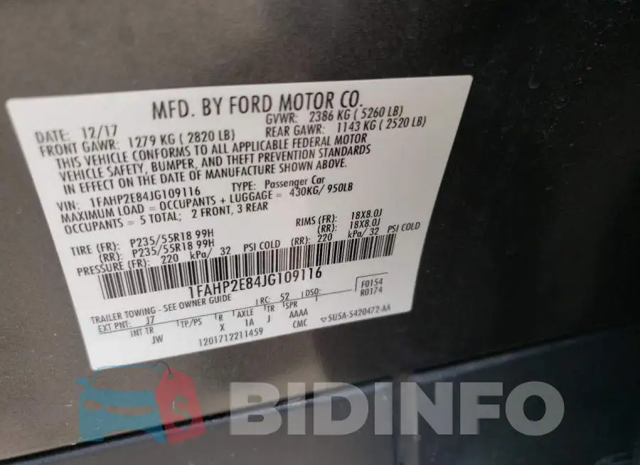 1FAHP2E84JG109116 Photo# 12