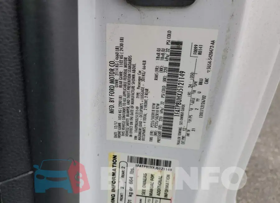 1FATP8UHXJ5121149 Photo# 12