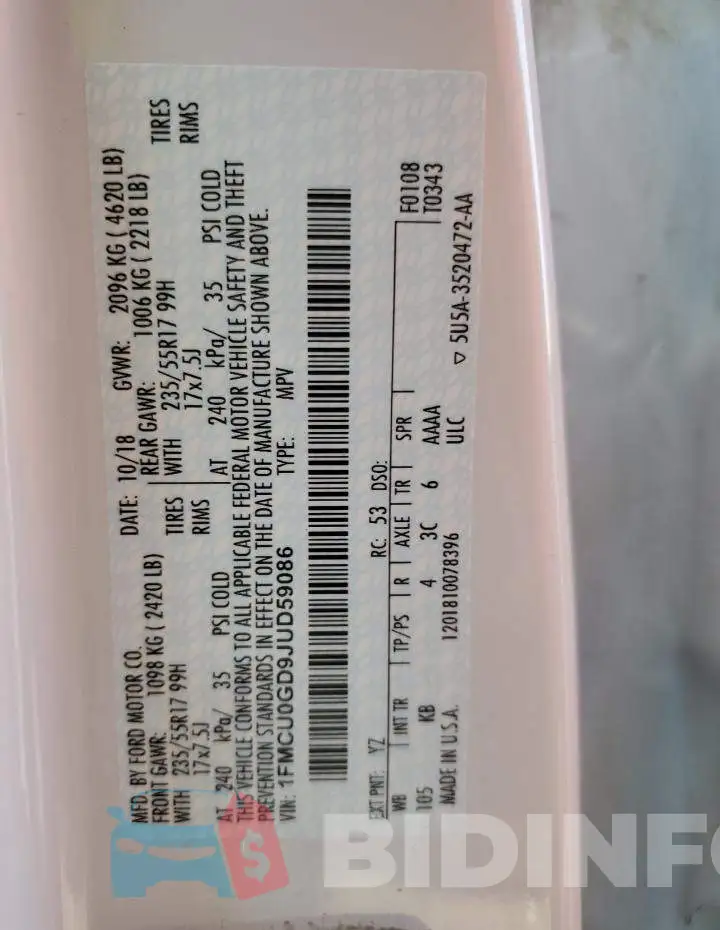 1FMCU0GD9JUD59086 Photo# 13