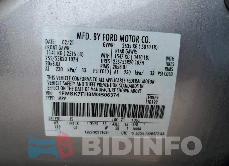 1FMSK7FH8MGB06374 Photo# 12