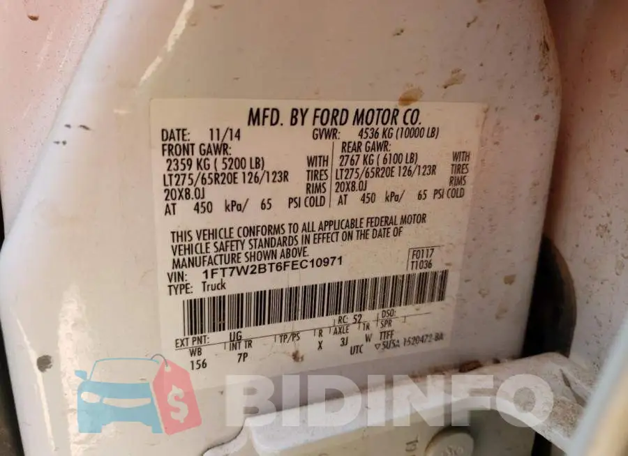 1FT7W2BT6FEC10971 Photo# 12