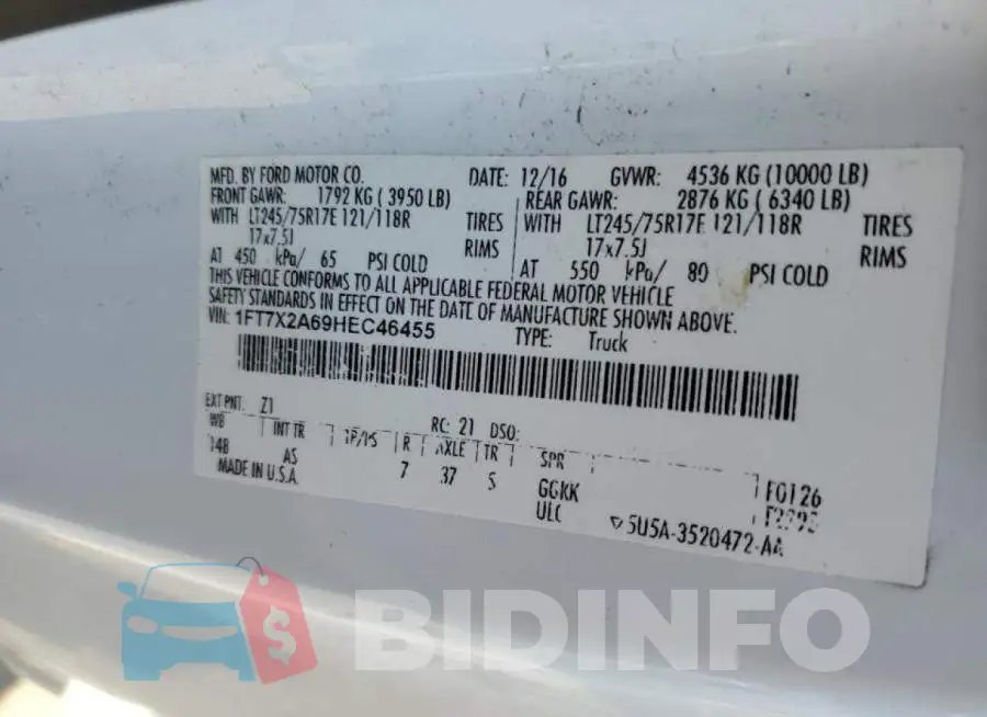 1FT7X2A69HEC46455 Photo# 10