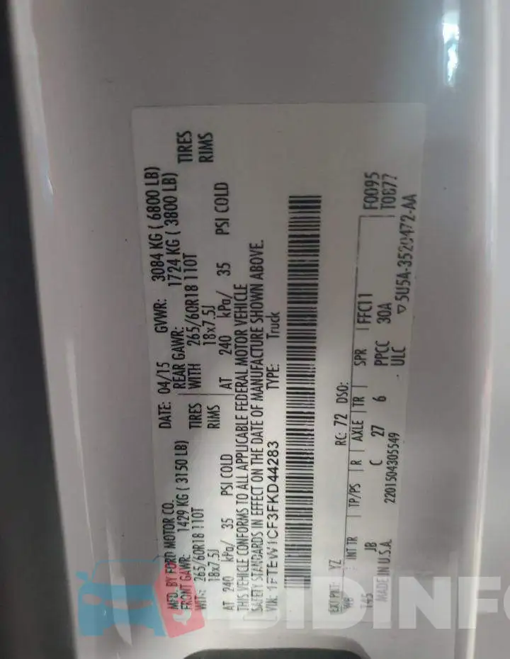 1FTEW1CF3FKD44283 Photo# 12