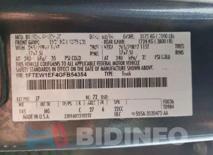 1FTEW1EF4GFB54354 Photo# 12